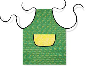 Zástěra zelená se žlutou kapsou